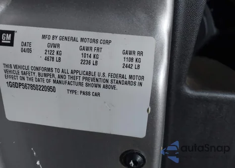 2005 Cadillac Cts Standard z USA, uszkodzony, nr VIN 1G6DP567850220950